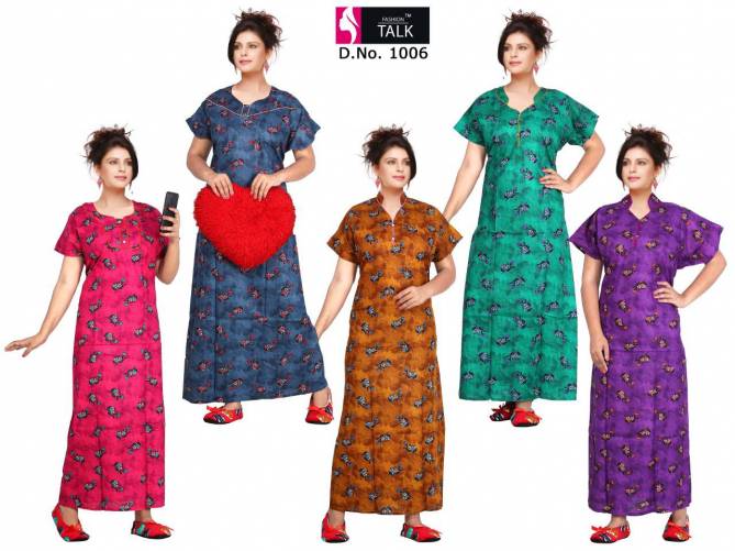 Ft 1006 Cotton Letest Fancy Designer Printed Western Night suits Collection Nighty Collection
